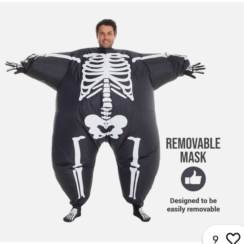 Morphcostumes Adult Black and White Inflatable Skeleton Suit for Halloween